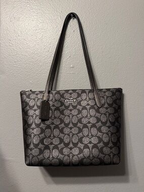 Coach Black & Gray Signature Tote